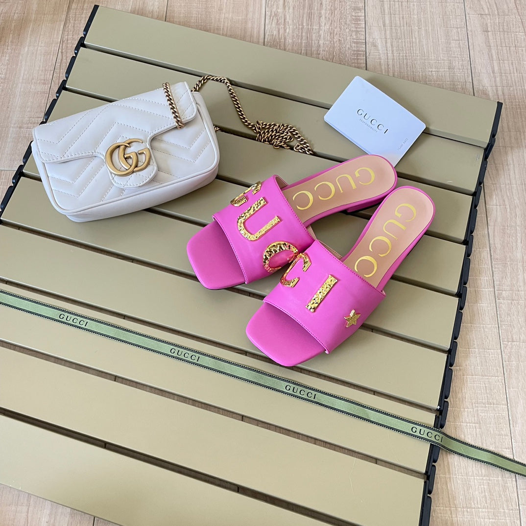 Vintage Embossed Letters Slippers