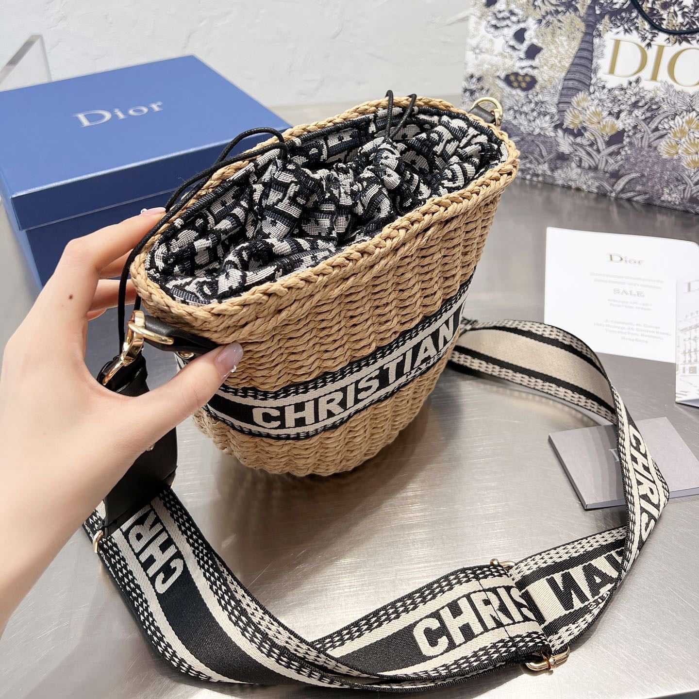 Webbing Straw Beach Bag