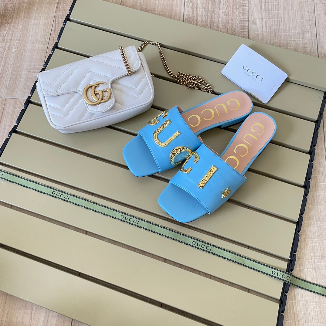 Vintage Embossed Letters Slippers