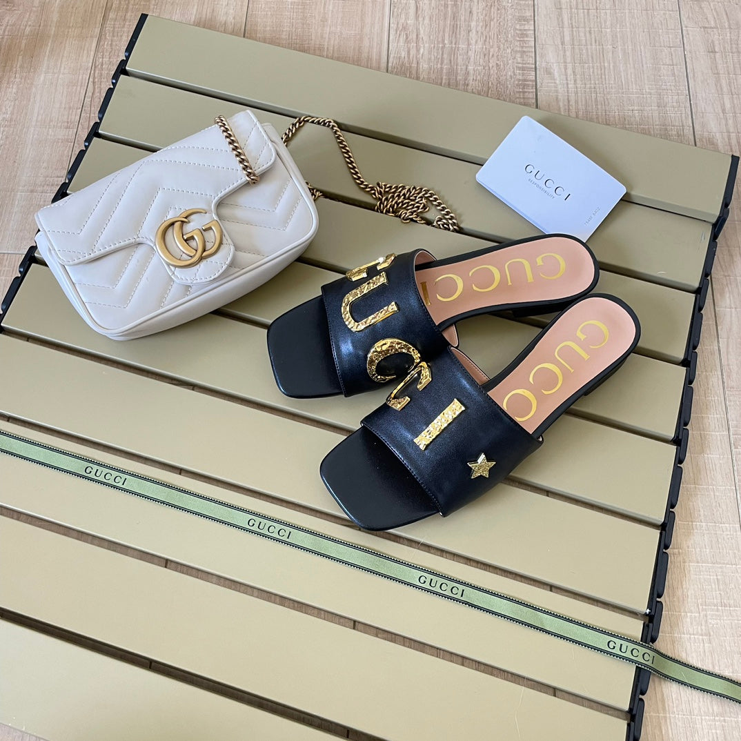 Vintage Embossed Letters Slippers