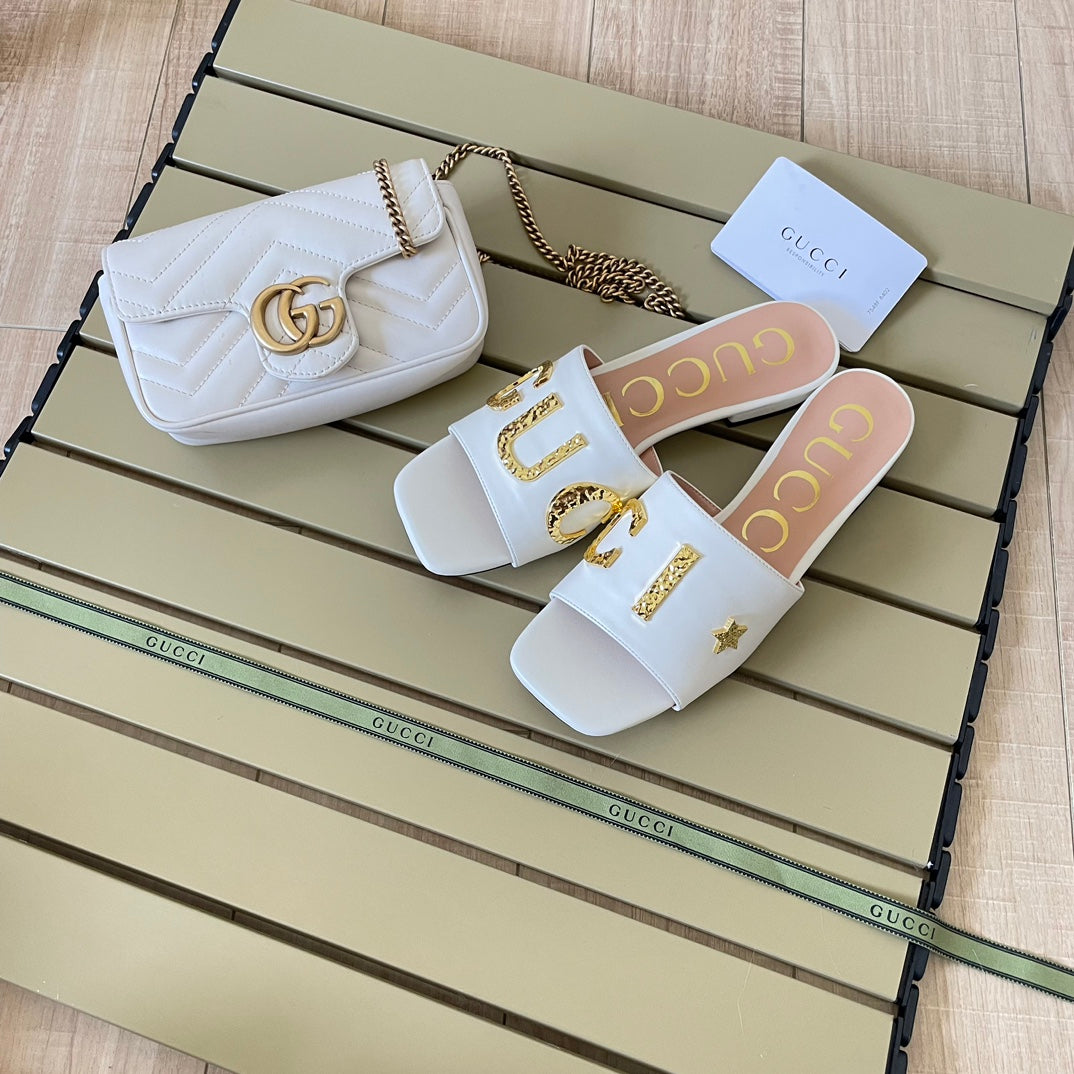 Vintage Embossed Letters Slippers