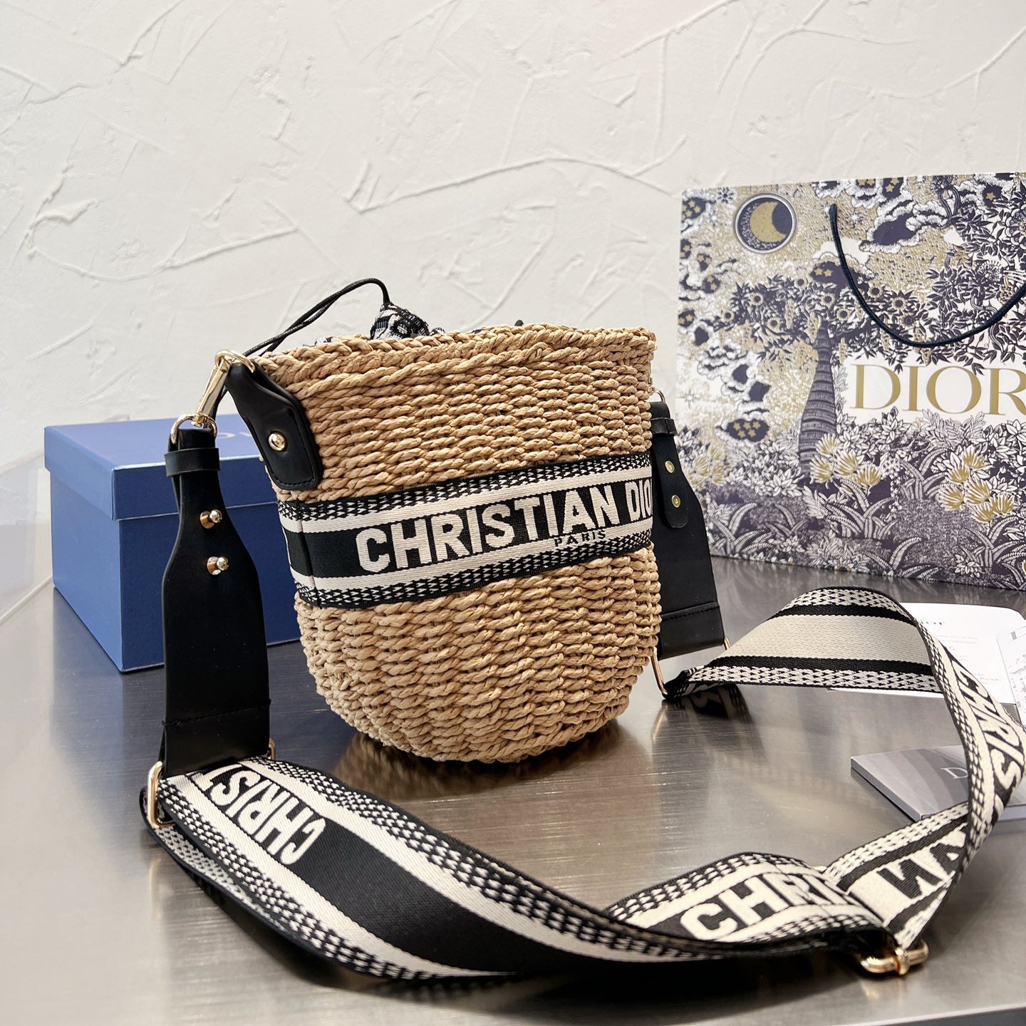 Webbing Straw Beach Bag